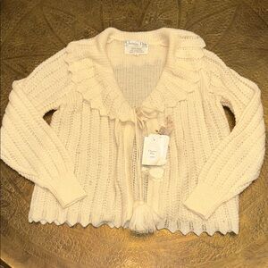 Authentic Vintage Christian Dior Cardigan w/ Ruffle Detail Sleeping Bed Jacket S